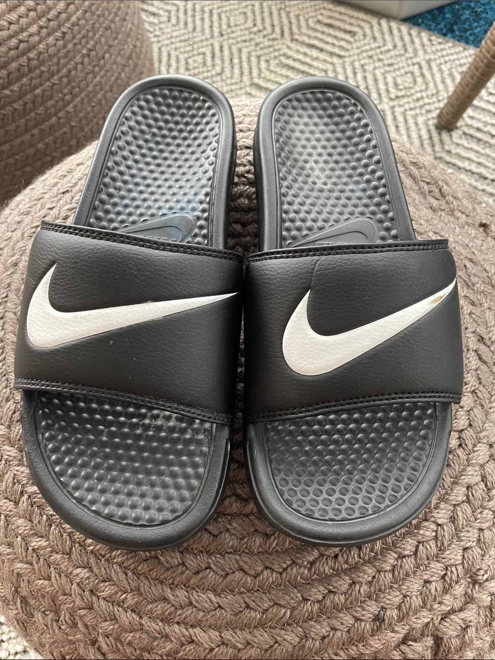 Nike Black and White Athletic Slides